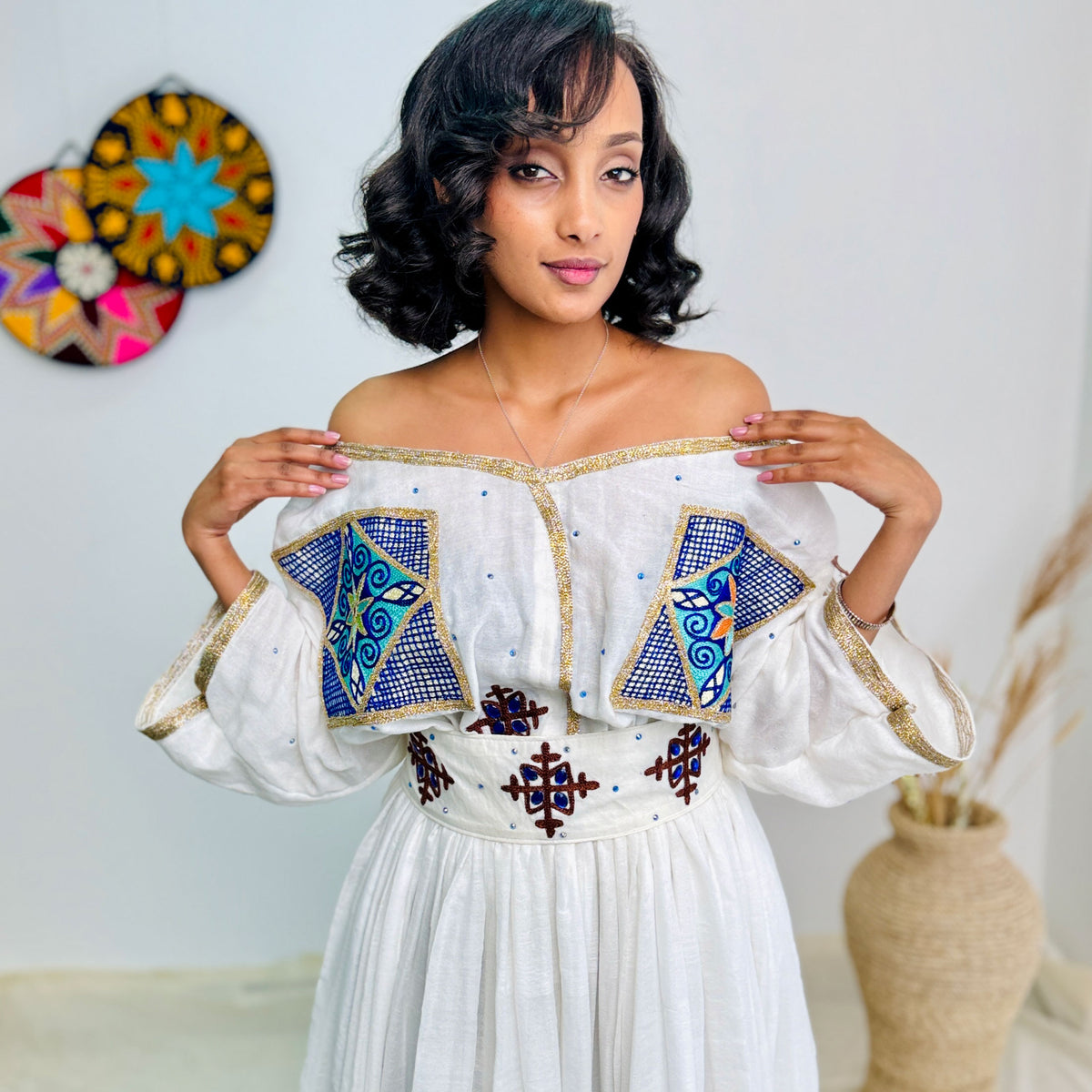 Habesha Dress | Elegant Full-Sleeve Design |Habesha Events Dress | Handwoven Cotton Hab61