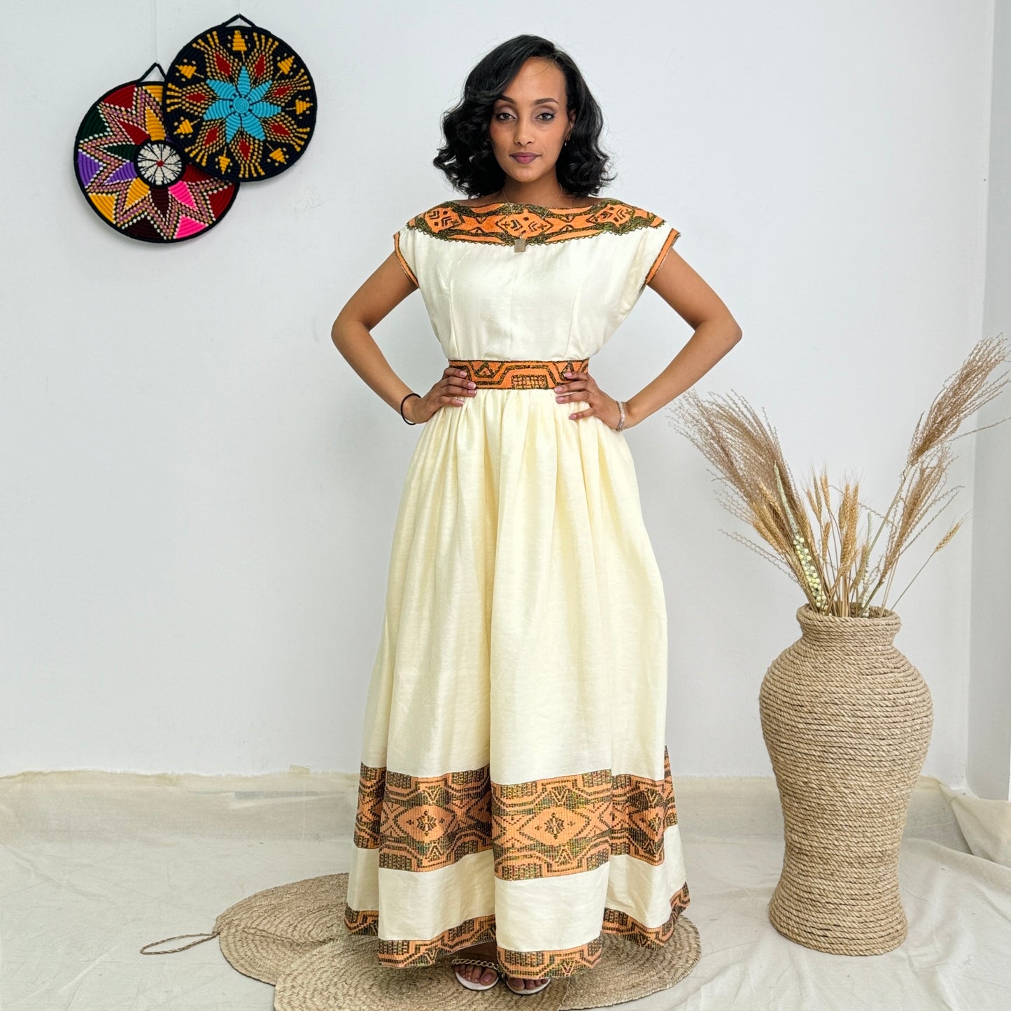 Habesha Kemis | Intricate Tibeb Design | Habesha Wedding Dress | Handwoven Ethiopian Dress Hab91