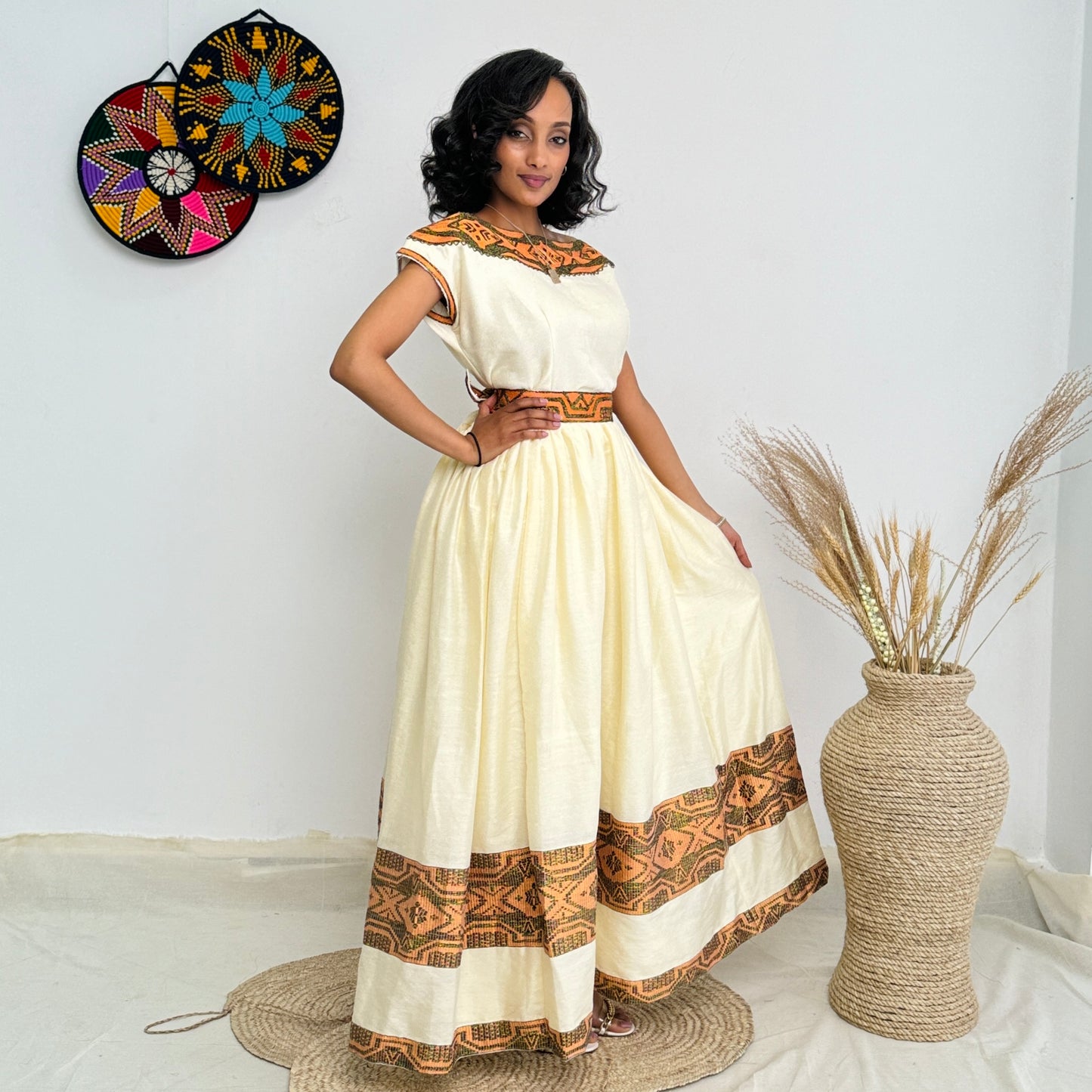 Habesha Kemis | Intricate Tibeb Design | Habesha Wedding Dress | Handwoven Ethiopian Dress Hab91