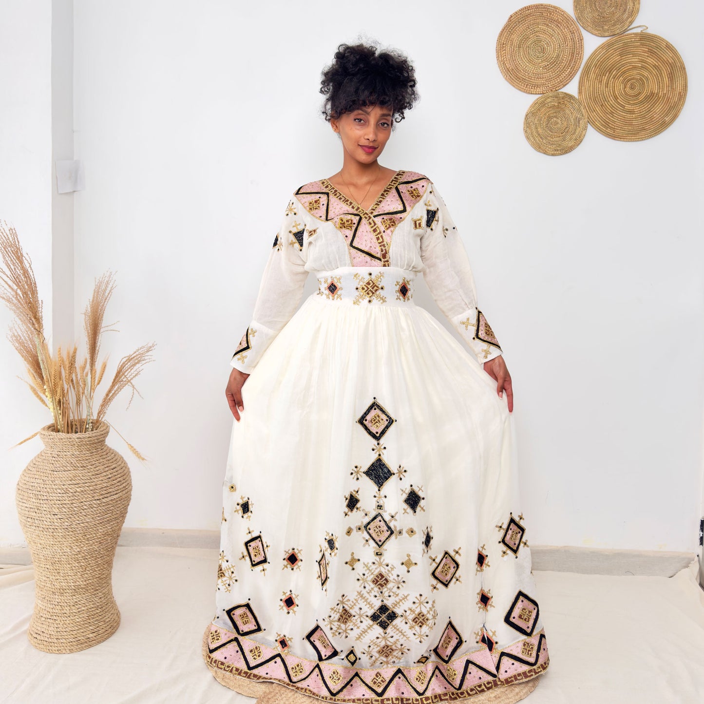 Habesha Kemis | Intricate Tibeb Design | Habesha Wedding Dress | Handwoven Eritrean Dress Hab88