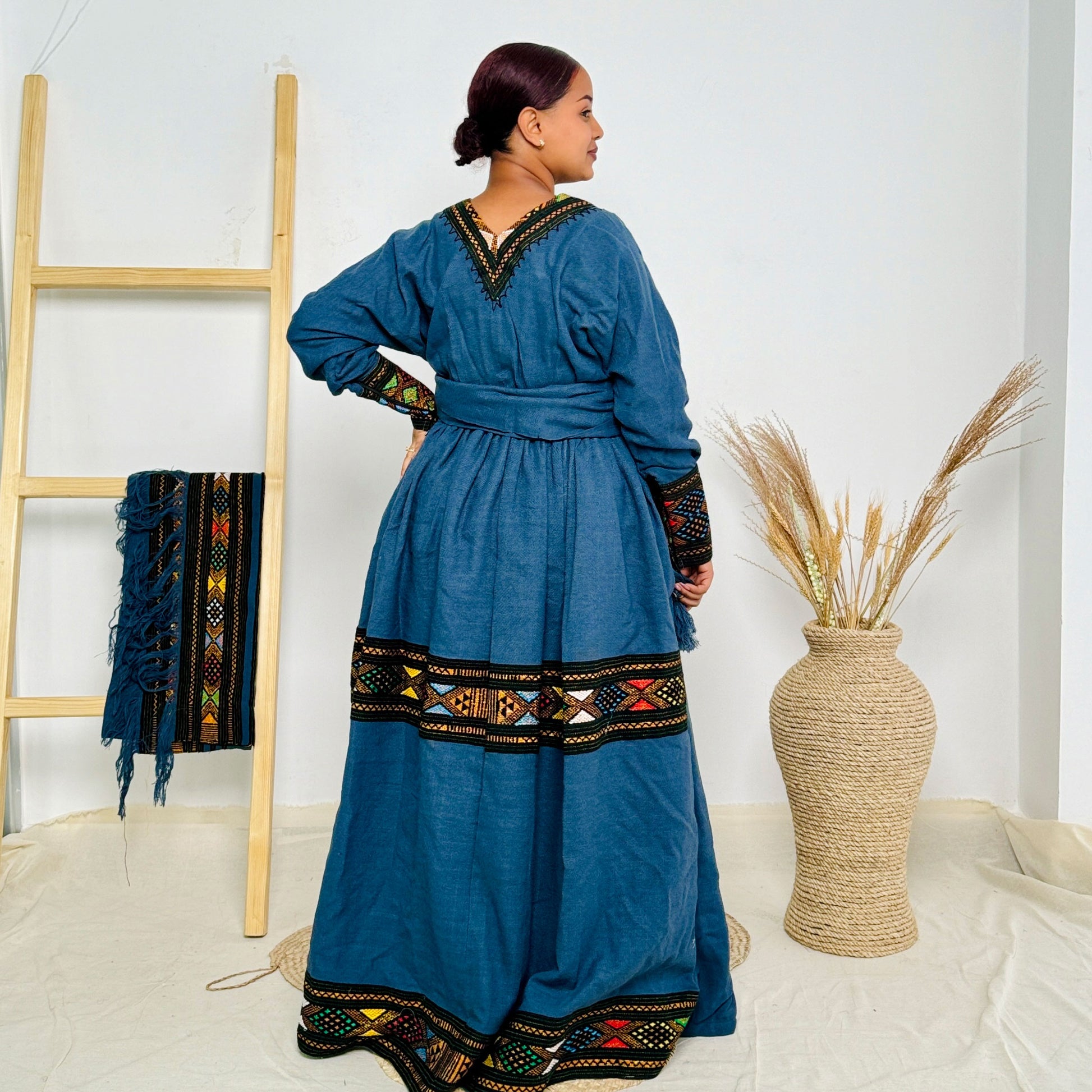 habesha dress blue Blue meskel habesha clothing