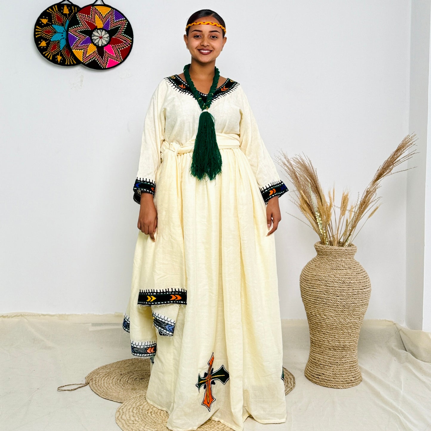 Habesha Dress | Elegant Dark Blue Design | Cultural Celebrations | Intricate Embroidery Handwoven | Ethiopian Dress Hab92