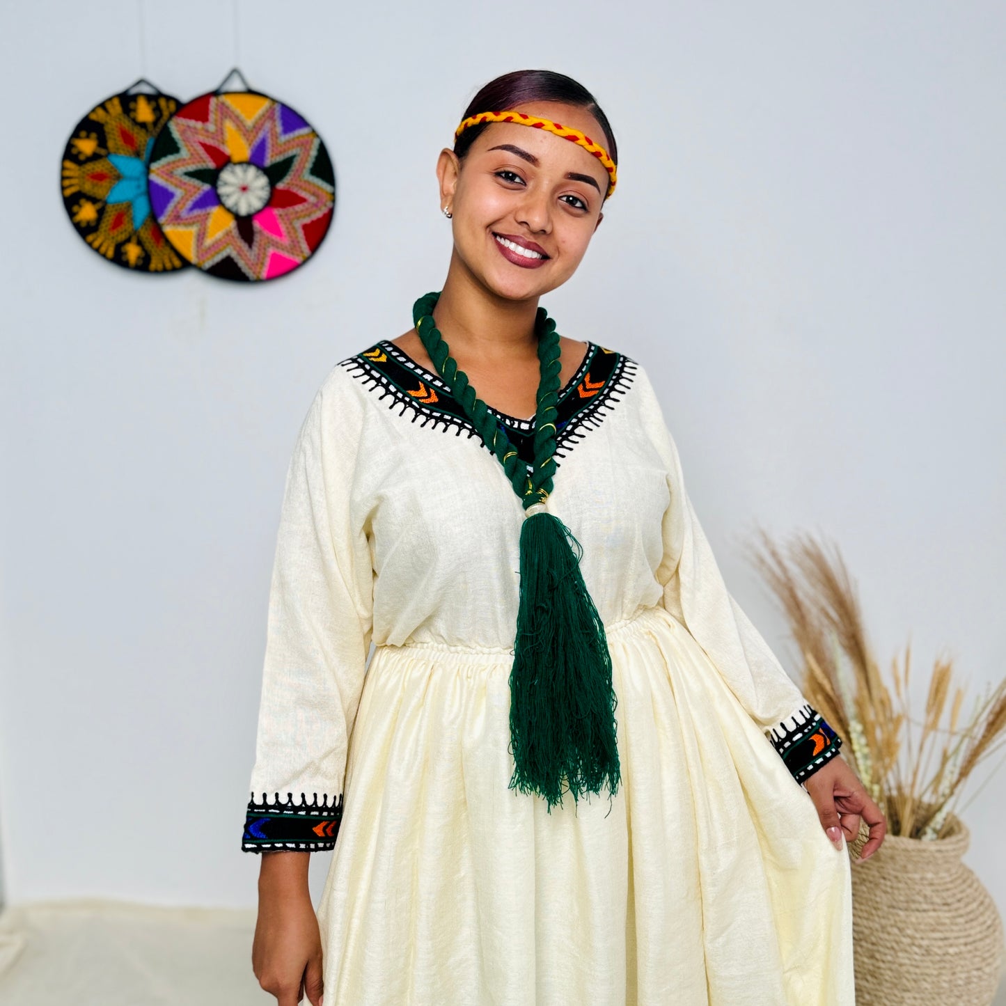 Habesha Dress | Elegant Dark Blue Design | Cultural Celebrations | Intricate Embroidery Handwoven | Ethiopian Dress Hab92