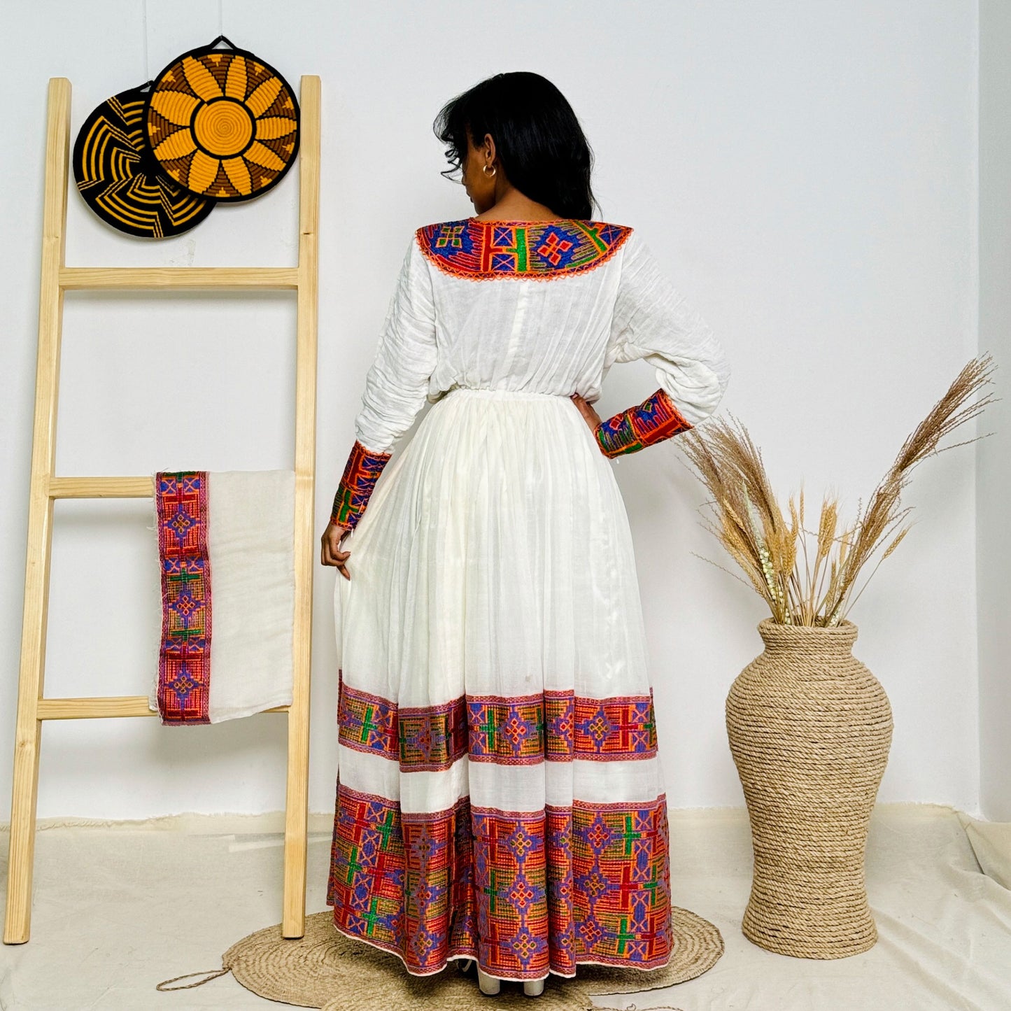 Colorful Habesha Dress with Vibrant Patterns Ethiopian Dress Hab45