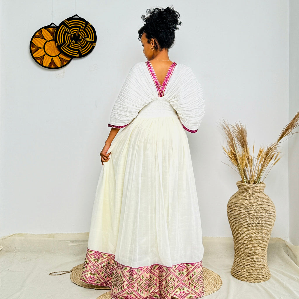 Ethiopian Dress | Elegant Embroidery | Cultural Celebrations & Special Events | Soft Purple Design | Habesha Dress Hab119