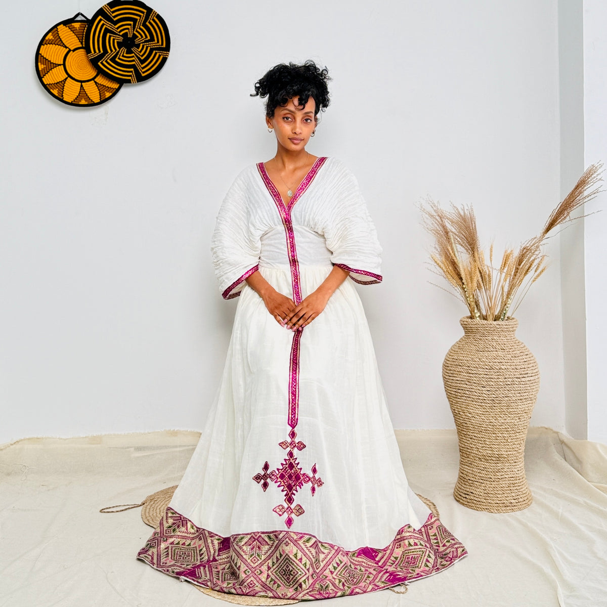 Ethiopian Dress | Elegant Embroidery | Cultural Celebrations & Special Events | Soft Purple Design | Habesha Dress Hab119