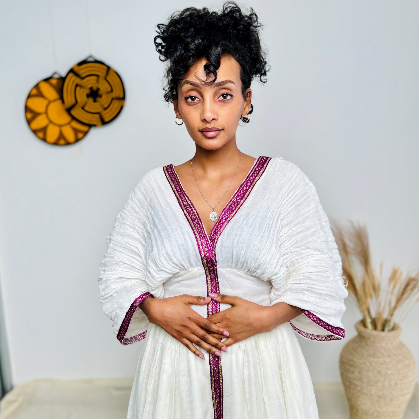 Ethiopian Dress | Elegant Embroidery | Cultural Celebrations & Special Events | Soft Purple Design | Habesha Dress Hab119