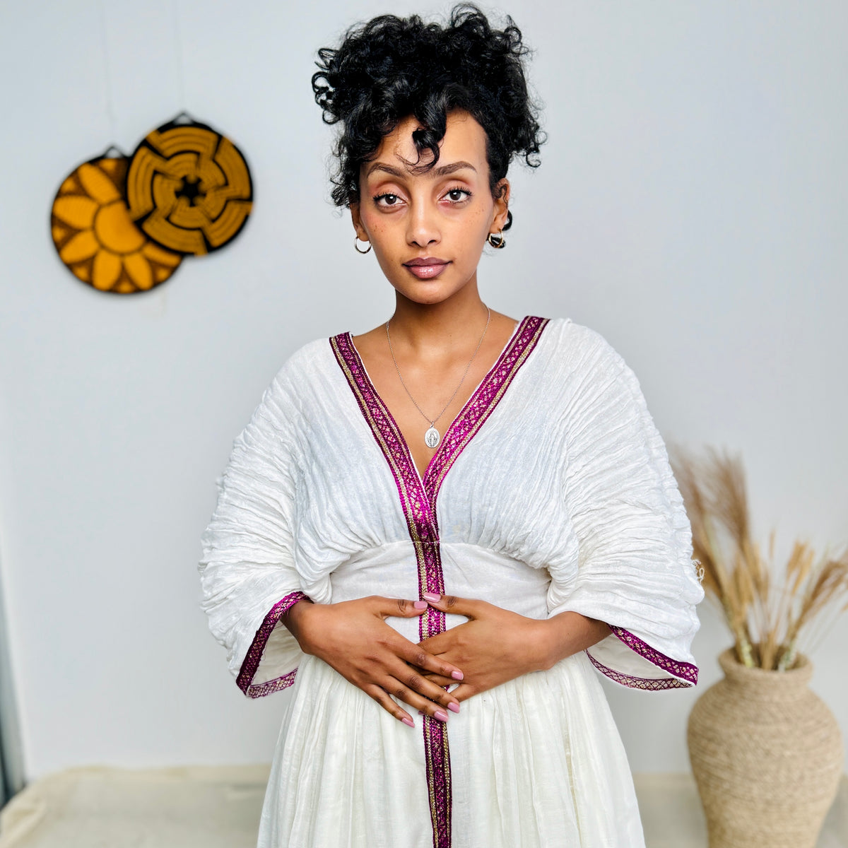 Ethiopian Dress | Elegant Embroidery | Cultural Celebrations & Special Events | Soft Purple Design | Habesha Dress Hab119