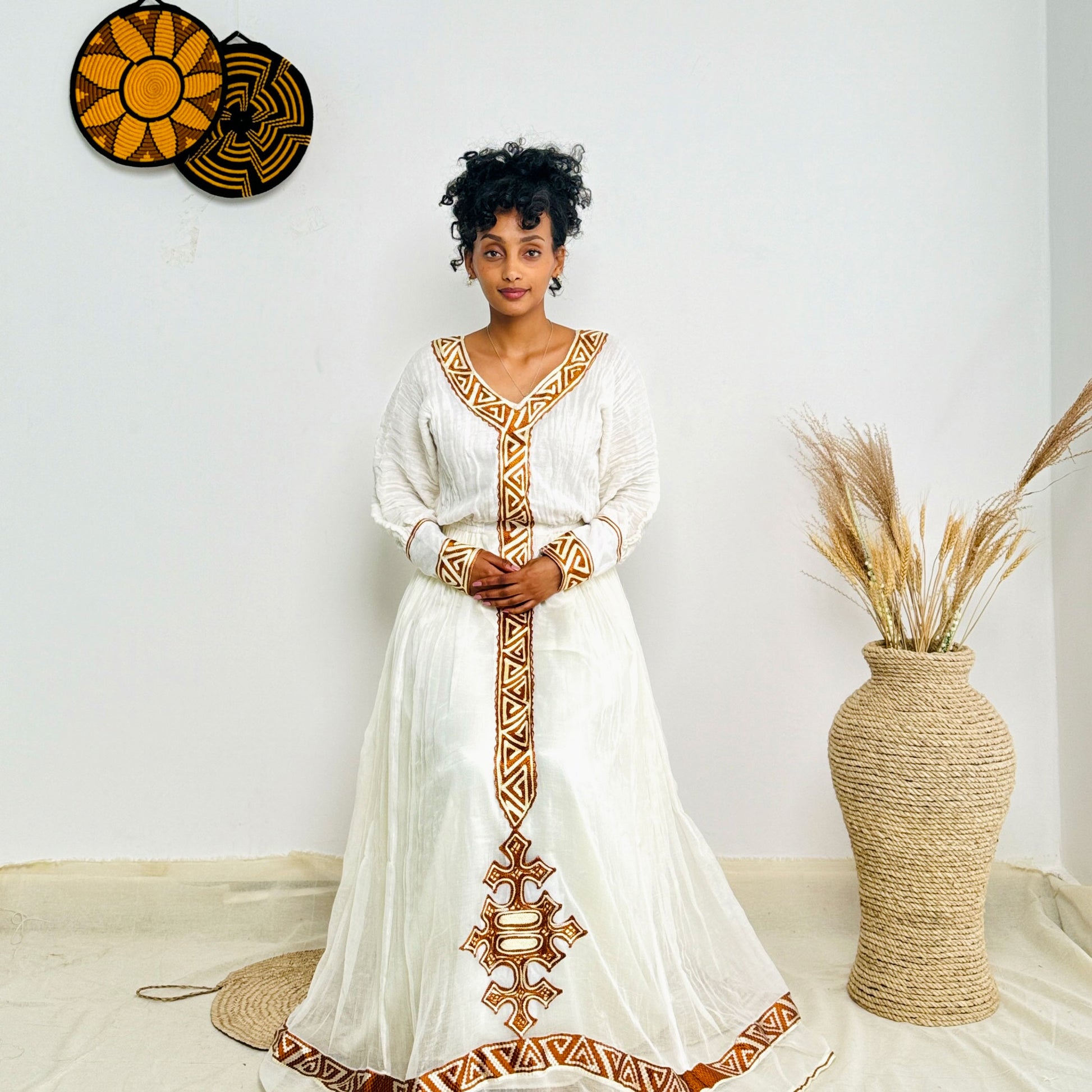 gold habesha dress Ethiopian Dress