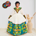 Bold & Colorful Ethiopian Dress | Handwoven Habesha Kemis with Geometric Tibeb Design | Cultural Elegance Hab176