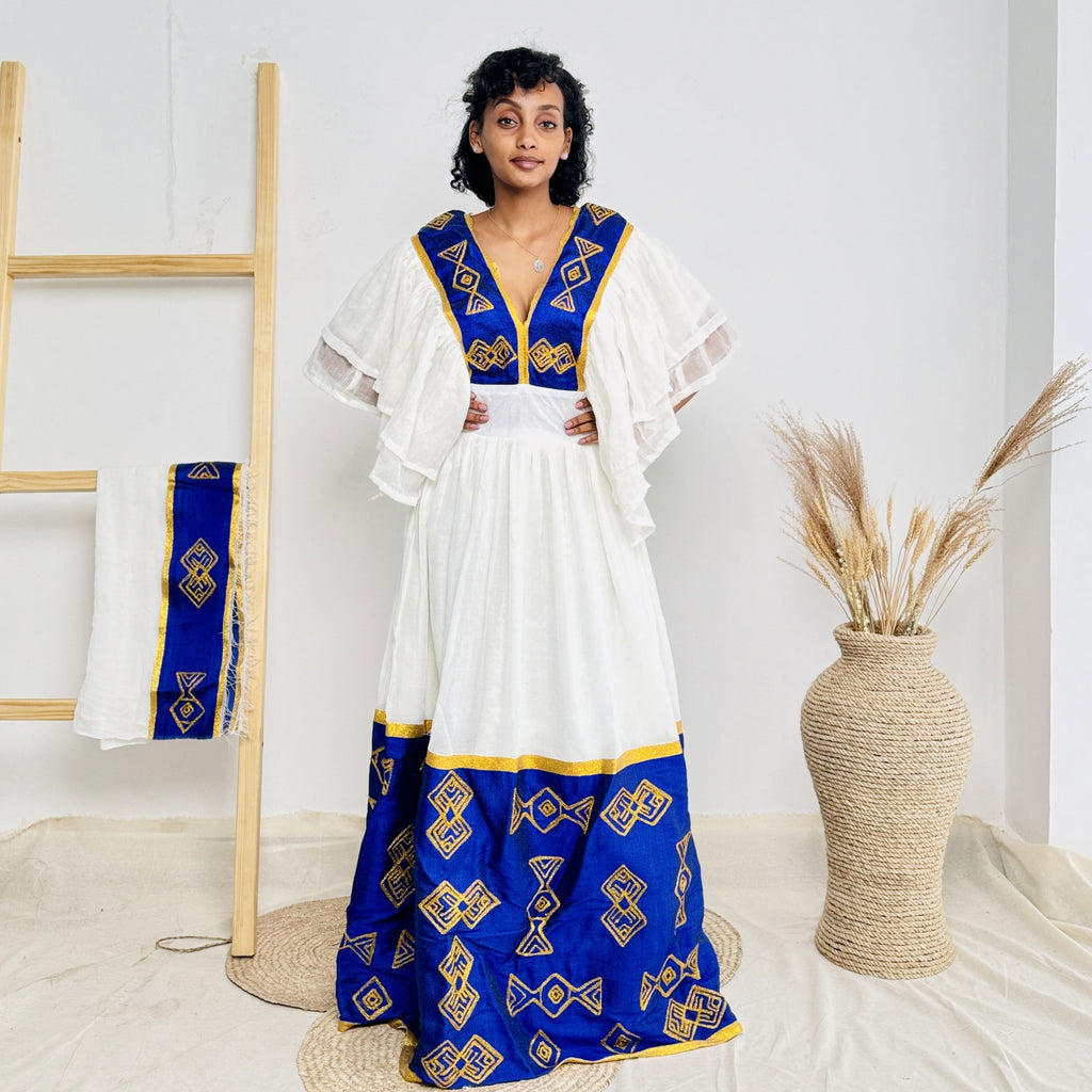 Dark Blue Habesha Dress Stylish Ethiopian Dress Hab19