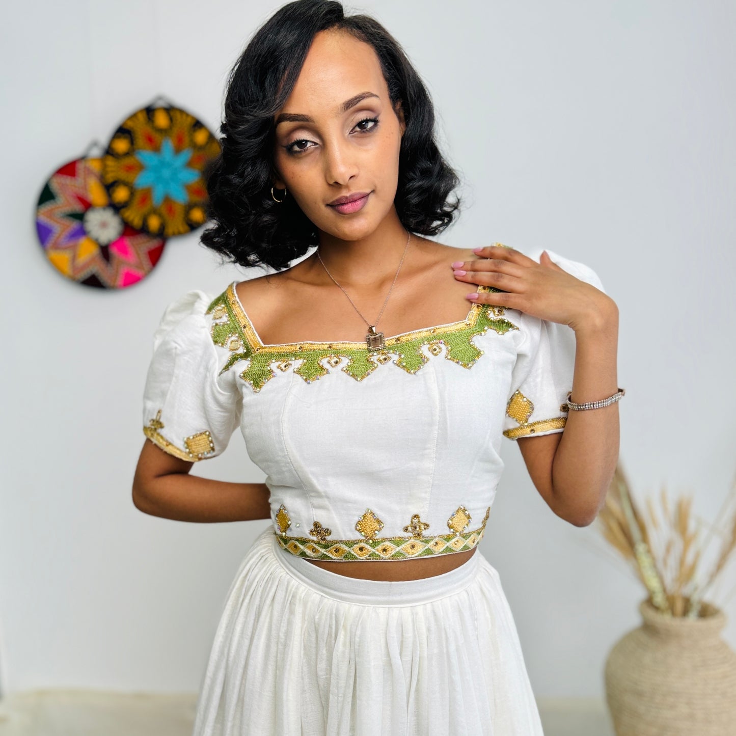 Crop Top and Skirt Modern Habesha Dress Hab09