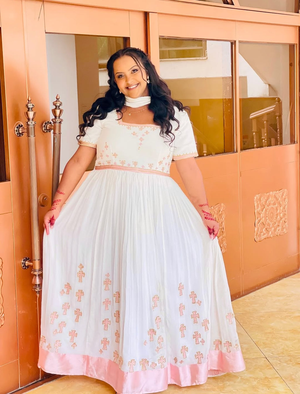 ELIYANA WHITE ETHIOPIAN CLOTH | ELEGANT HABESHA KEMIS | TIMELESS HABESHA DRESS
