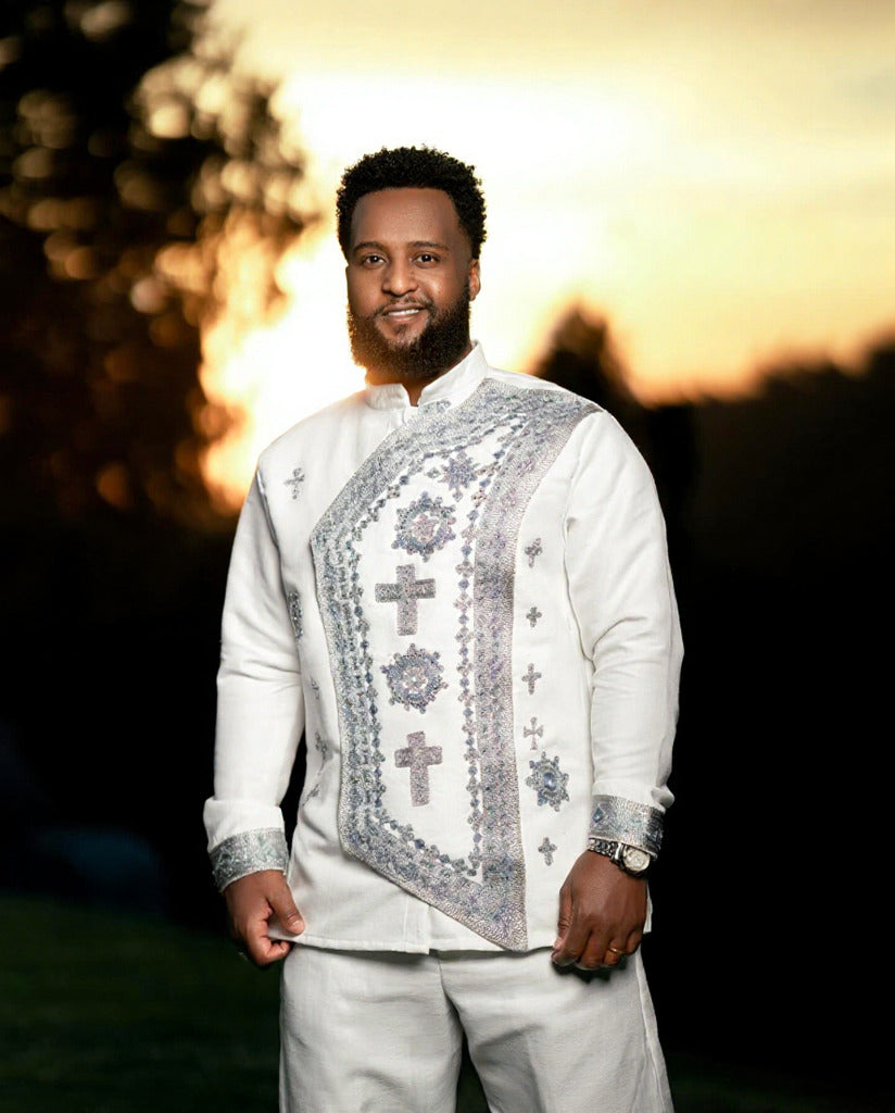 HANDCRAFTED MEN’S HERITAGE SHIRT WITH CULTURAL ACCENTS