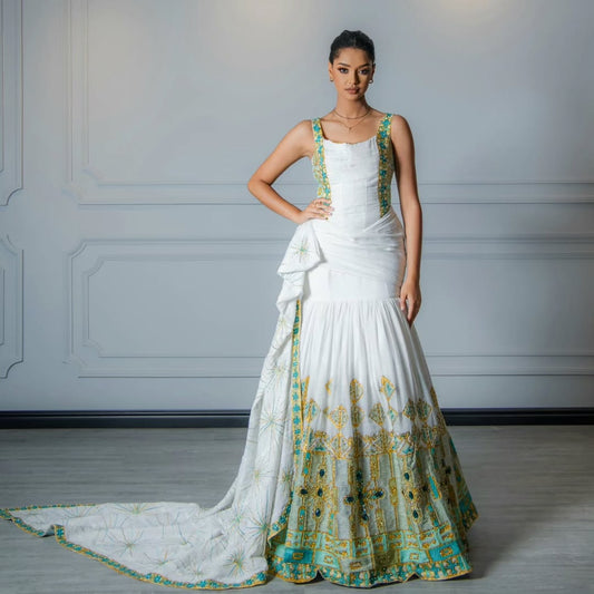 ELBETEL GLAMOROUS HABESHA WEDDING DRESS |TIMELESS HABEHSA KEMIS | ETHIOPIAN WEDDING DRESS