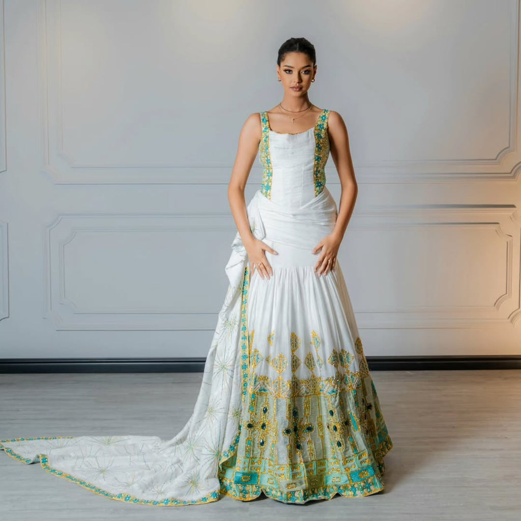 ELBETEL GLAMOROUS HABESHA WEDDING DRESS |TIMELESS HABEHSA KEMIS | ETHIOPIAN WEDDING DRESS