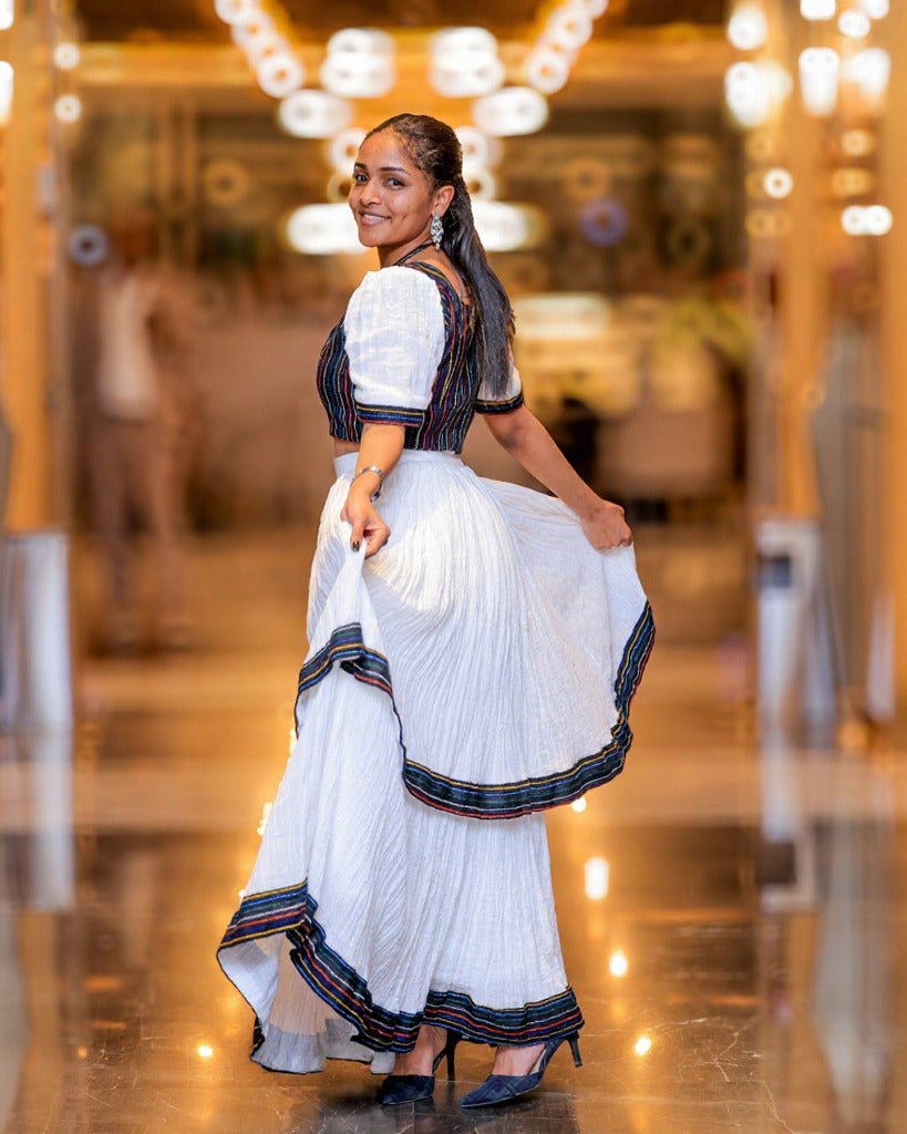 ERISTE GRACEFUL HABESHA DRESS | CELEBRATE HERITAGE WITH TRADITIONAL ETHIOPIAN CLOTHING & HABESHA KEMIS