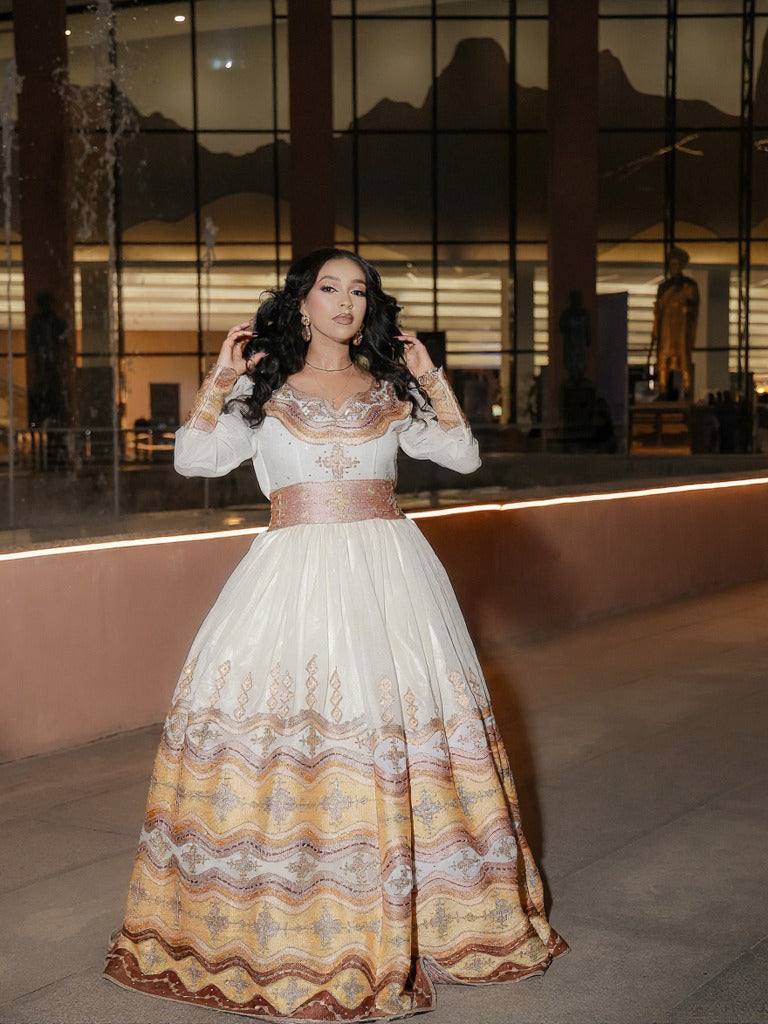 WEYNHAREG ETHIOPIAN WEDDING DRESS | AUTHENTIC CULTURAL HABESHA KEMIS | HABESHA DRESS FOR WEDDING