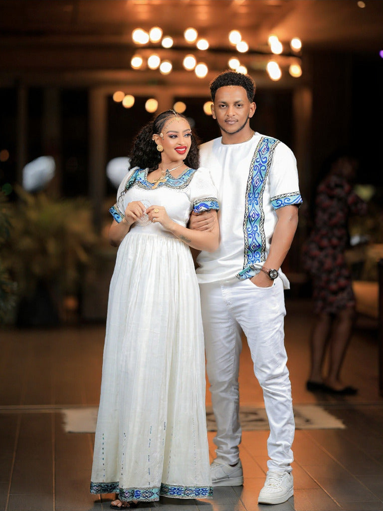 MATCHING ETHIOPIAN CLOTHING | MEN'S SHIRT AND WOMEN'S ATTIRE | CULTURAL ETHIOPIAN COUPLE WEAR