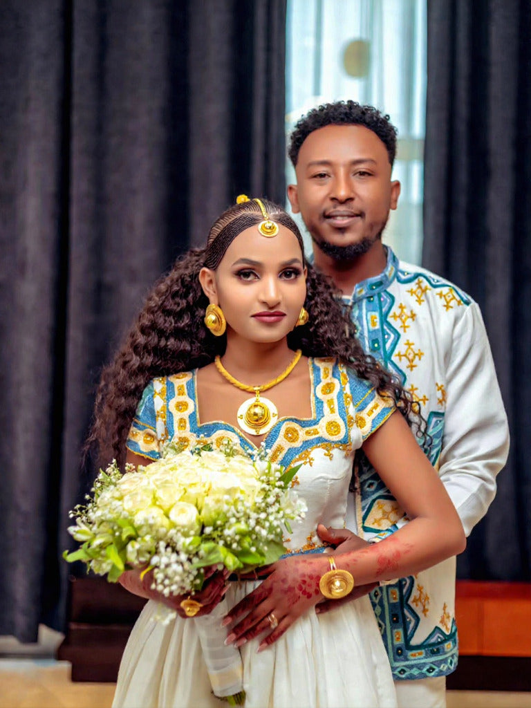 BANCHI HABESHA DRESS FOR WOMEN AND FULL MAN'S OUTFIT | COUPLE WEAR FOR EVENT | CULTURAL CLOTHING SET