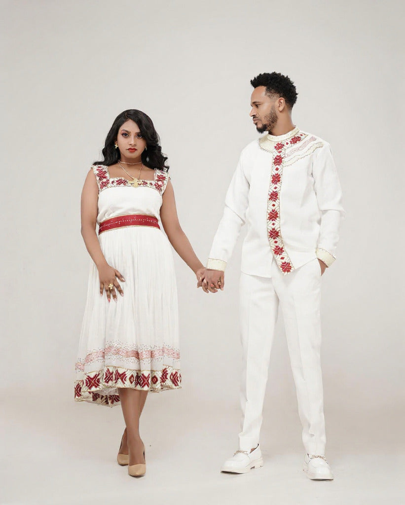 HABESHA MATCHING COUPLE OUTFIT – ETHIOPIAN TRADITIONAL COUPLE CLOTHING SET