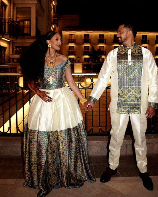 MATCHING HABESHA COUPLE OUTFITS | HABESHA KEMIS | ETHIOPIAN COUPLE DRESS