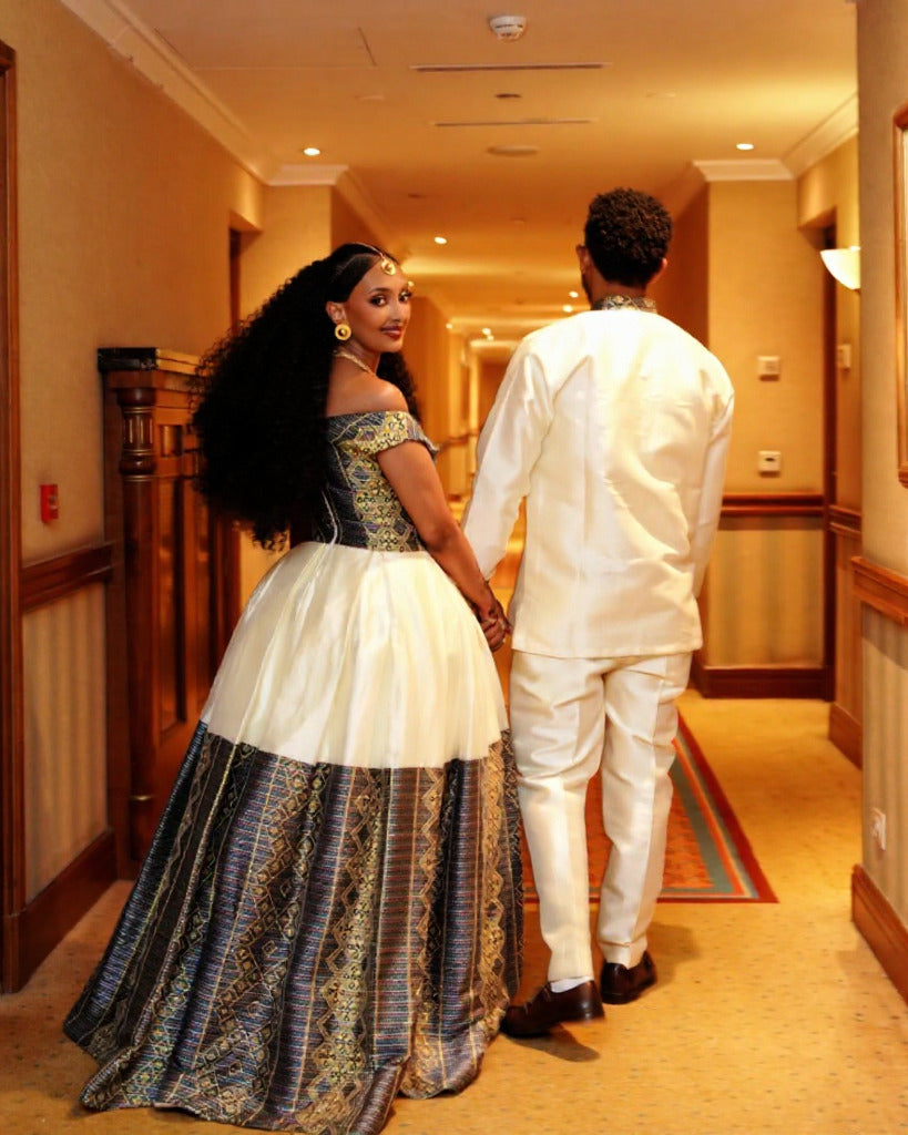 ELORA MATCHING HABESHA COUPLE OUTFITS | HABESHA TRADITIONAL WEAR | ETHIOPIAN COUPLE DRESS