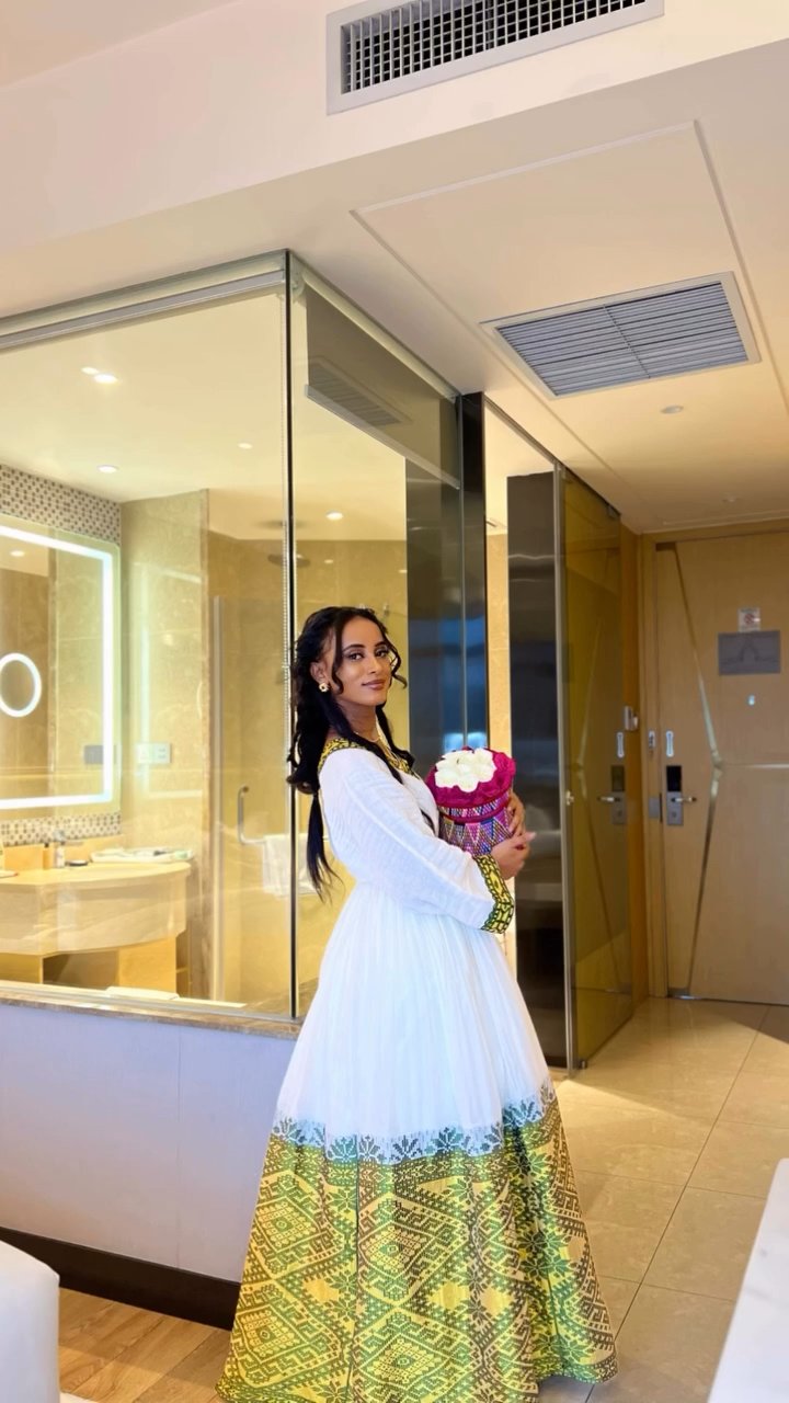 DEMEKU HANDWOVEN ATTIRE ETHIOPIAN TRADITIONAL DRESS | CULTURAL DETAIL HABESHA KEMIS | FESTIVE HABESHA DRESS