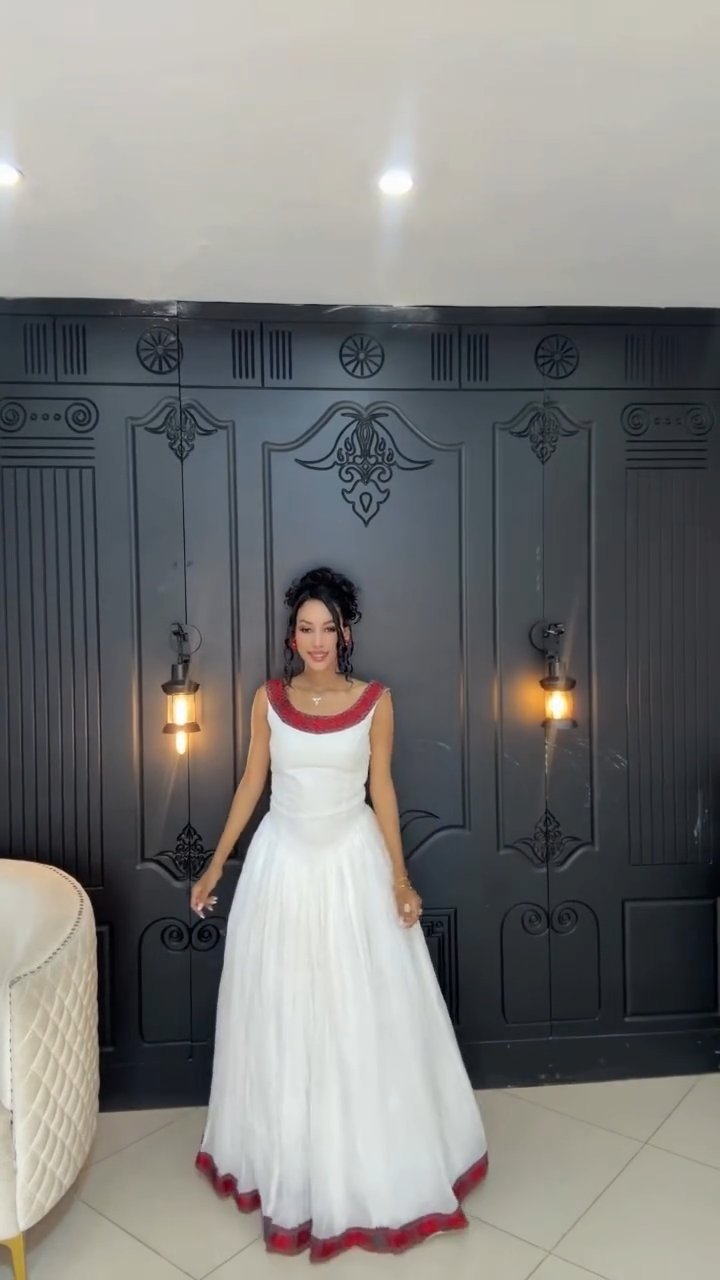 ABEBU BACKLESS HABESHA DRESS | SLEEVELESS HABESHA KEMIS | ETHIOPIAN CLOTHING