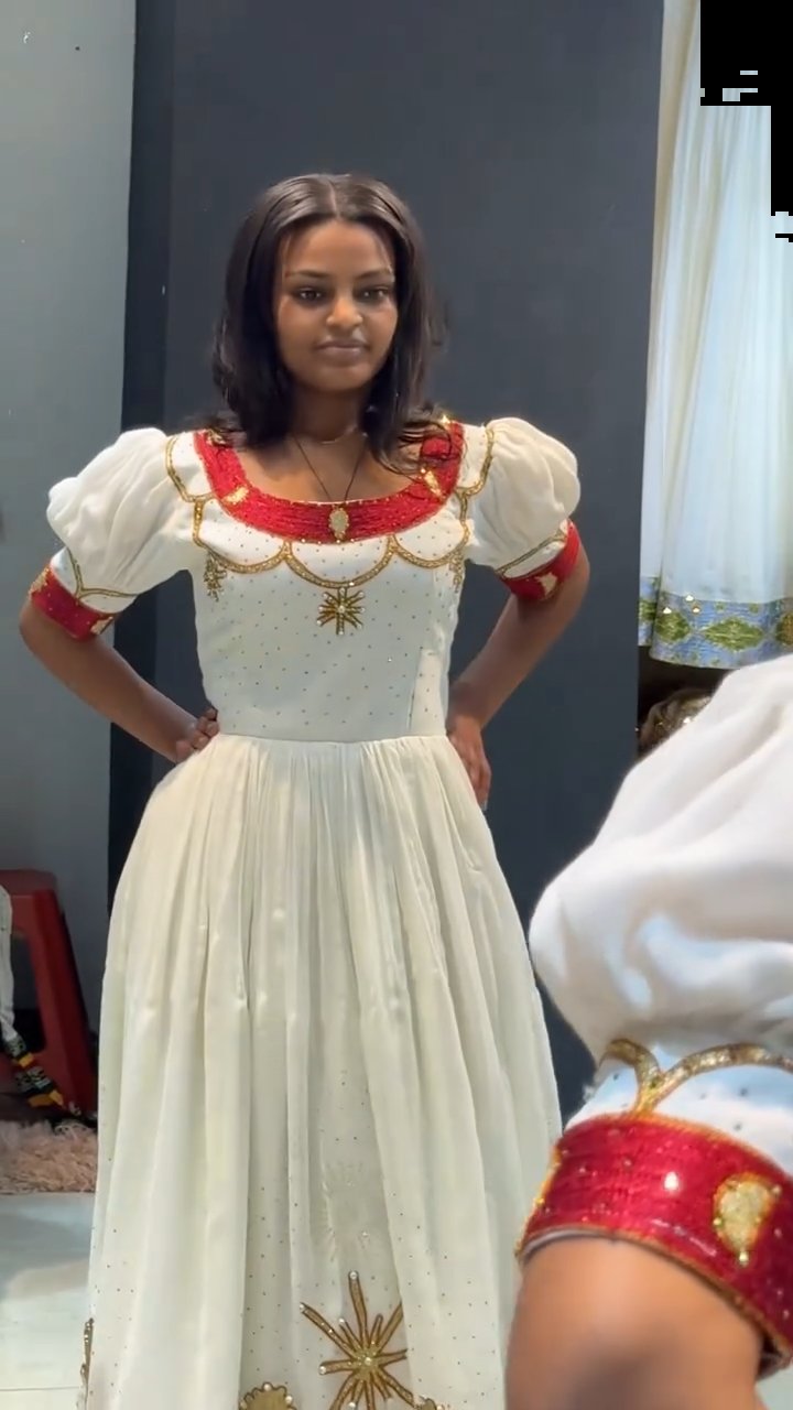 YENEWERK RED HABESHA DRESS | BEAUTIFUL HABESHA KEMIS | TRADITIONAL ETHIOPIAN DRESS HERITAGE
