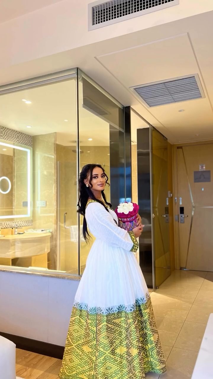 DEMEKU HANDWOVEN ATTIRE ETHIOPIAN TRADITIONAL DRESS | CULTURAL DETAIL HABESHA KEMIS | FESTIVE HABESHA DRESS