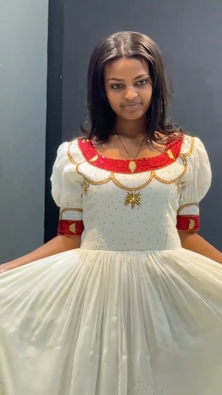 YENEWERK RED HABESHA DRESS | BEAUTIFUL HABESHA KEMIS | TRADITIONAL ETHIOPIAN DRESS HERITAGE
