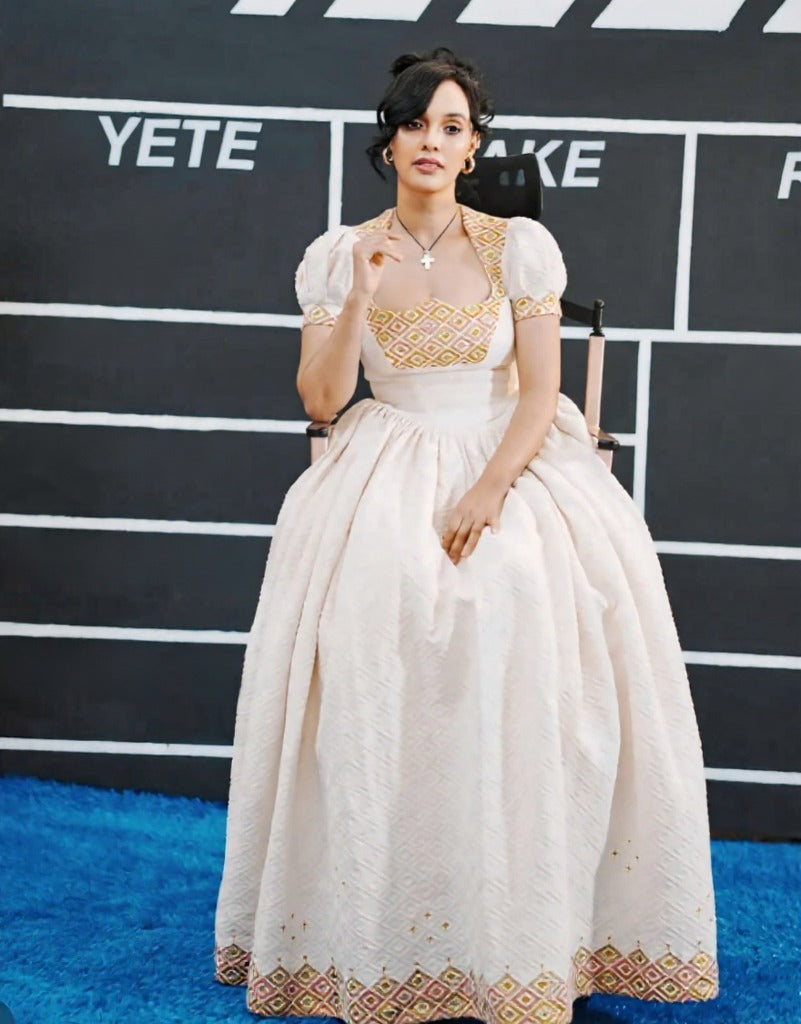 ZEMENAY SHORT SLEEVE HABESHA DRESS | ETHIOPIAN CLOTHING | HANDCRAFTED HABESHA KEMIS