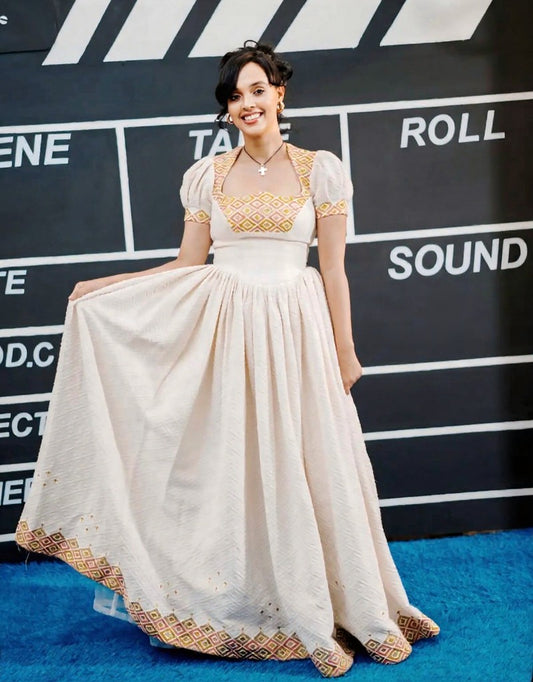  TRADITIONAL ETHIOPIAN DRESS CREATED WITH SIGNATURE EAST AFRICAN CRAFTSMANSHIP