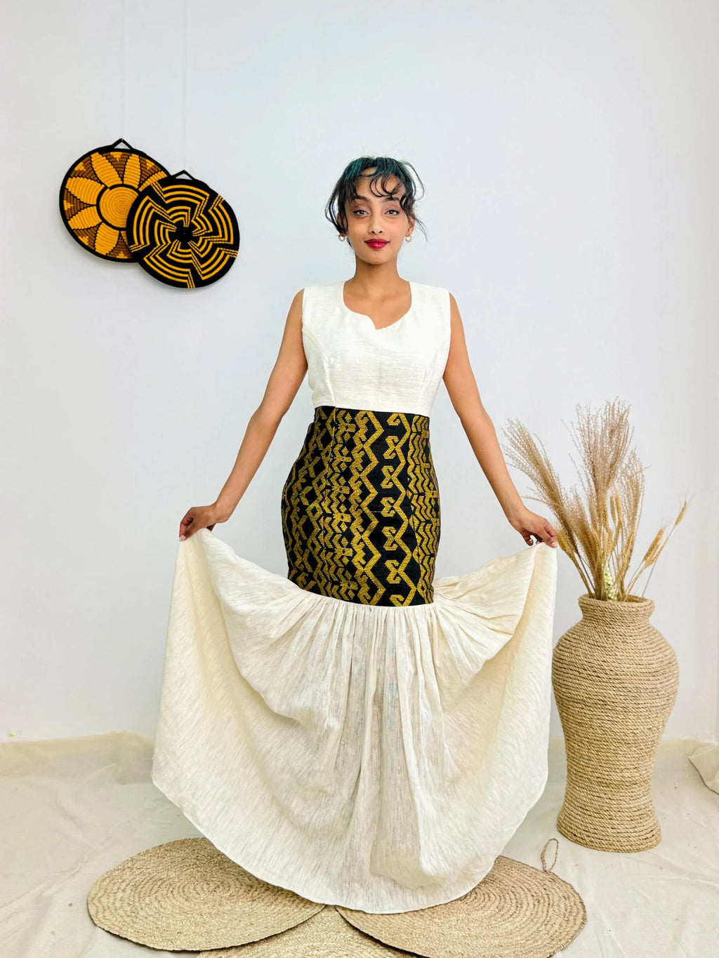 Handwoven Ethiopian Habesha Kemis | Elegant Traditional Dress with Geometric Tibeb Embroidery | Timeless & Graceful (Copy)