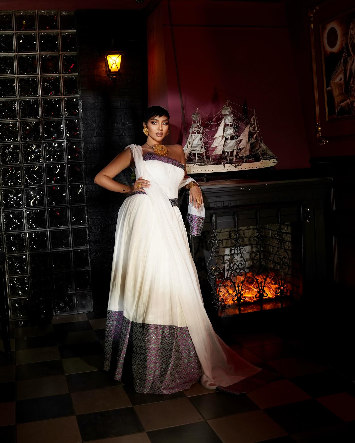 JUDI BEAUTIFUL ETHIOPIAN CLOTHING | GRACEFUL HABESHA KEMIS | OFF-SHOULDER HABESHA DRESS