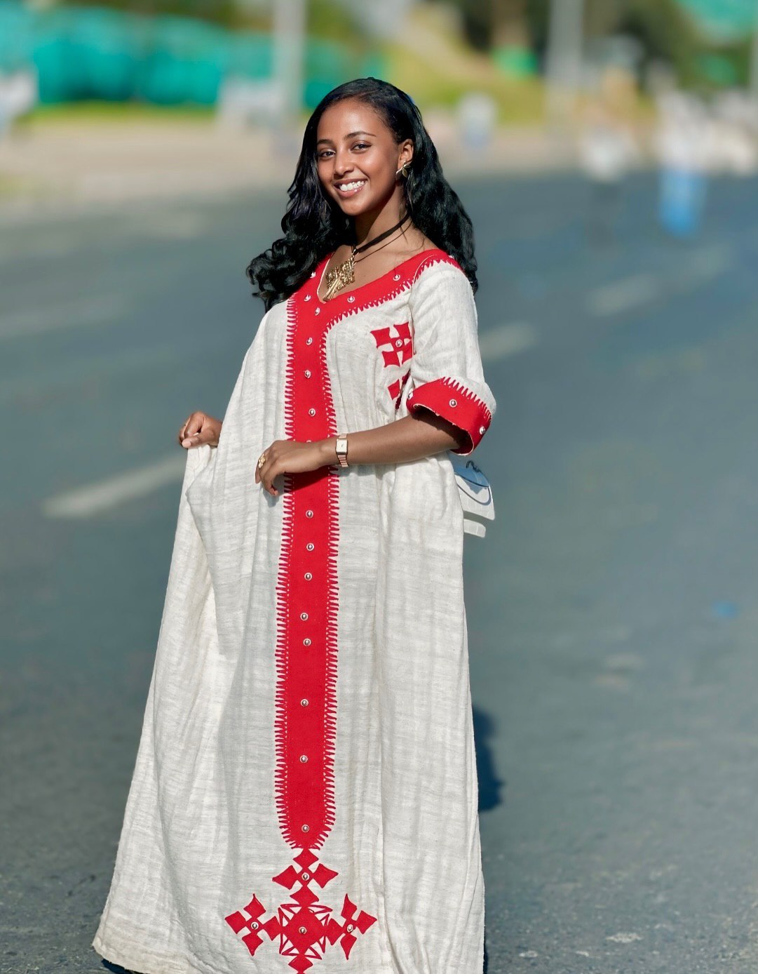 BEYENECH BEAUTIFUL ETHIOPIAN CLOTHING | RED EMBROIDERY HABESHA DRESS | HANDWOVEN HABESHA KEMIS