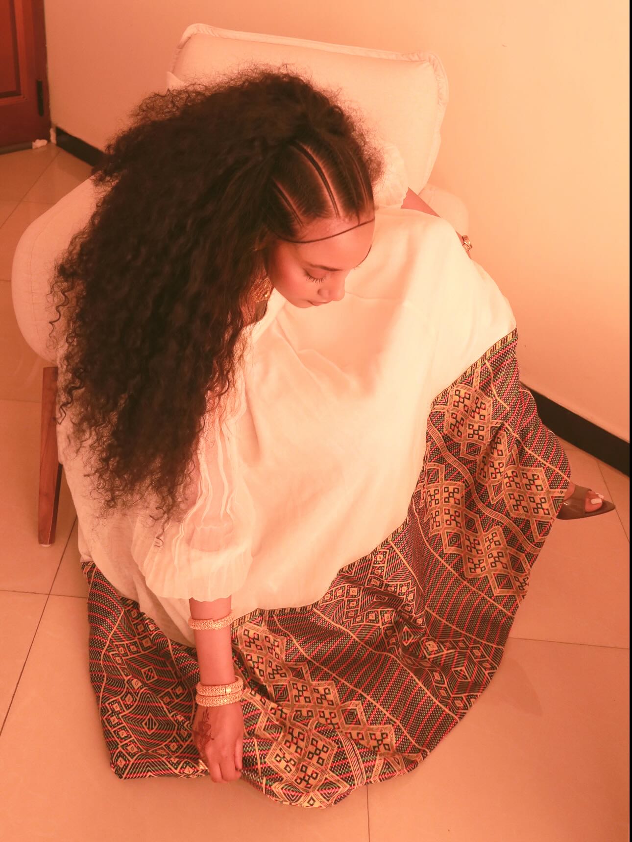 TRUFAT FLOWING LONG-SLEEVE HABESHA KEMIS | COLORFUL WOVEN HEM HABESHA DRESS | INSPIRED BY ETHIOPIAN CLOTHING