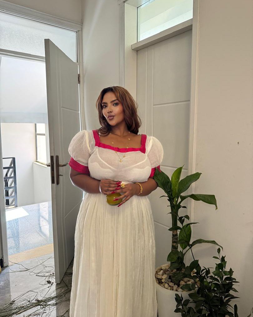 Traditional Habesha Dress with Puff Sleeves
