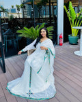 ETHIOPIAN TRADITIONAL DRESS | HABESHA CLOTH WITH BLUE EMBROIDERY