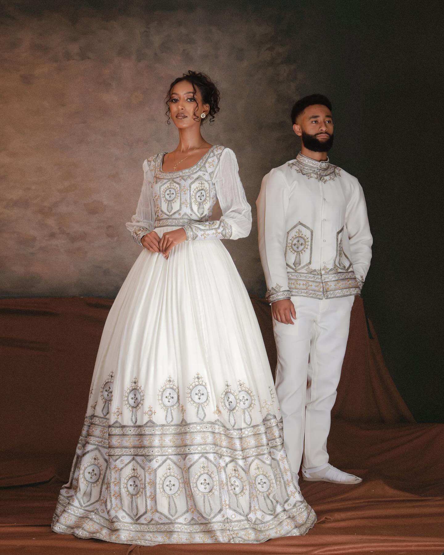 ETHIOPIAN WEDDING OUTFIT FOR COUPLES | SILVER HABESHA TRADITIONAL WEAR