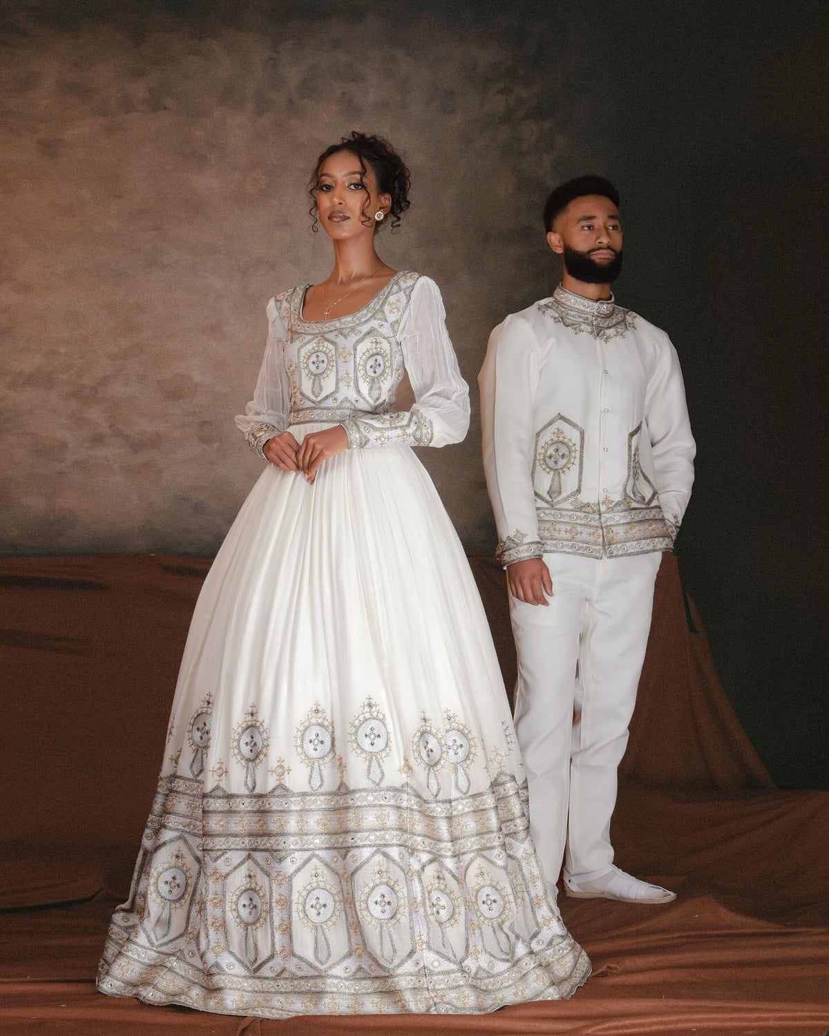 ETHIOPIAN WEDDING OUTFIT FOR COUPLES | SILVER HABESHA TRADITIONAL WEAR