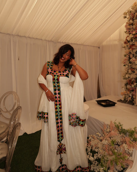 Multicolor Ethiopian Traditional Dess For Event