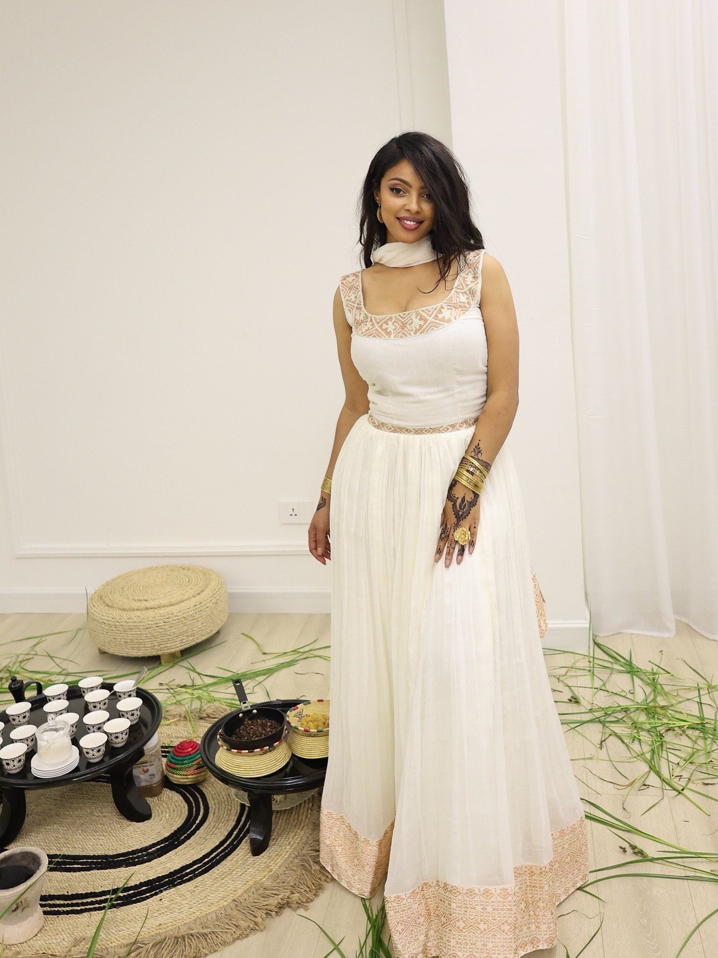 Peach Embroidery Design Ethiopian Clothing