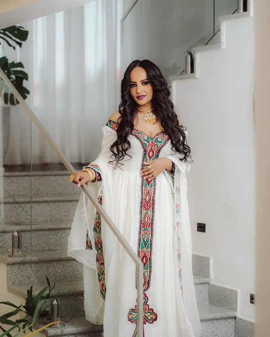 MULTICOLOR HABESHA DRESS - TRADITIONAL ETHIOPIAN CLOTHING