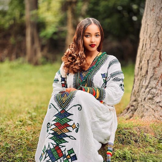 GONDAR TRADITIONAL DRESS – COLORFUL ETHIOPIAN DRESS IN HABESHA STYLE