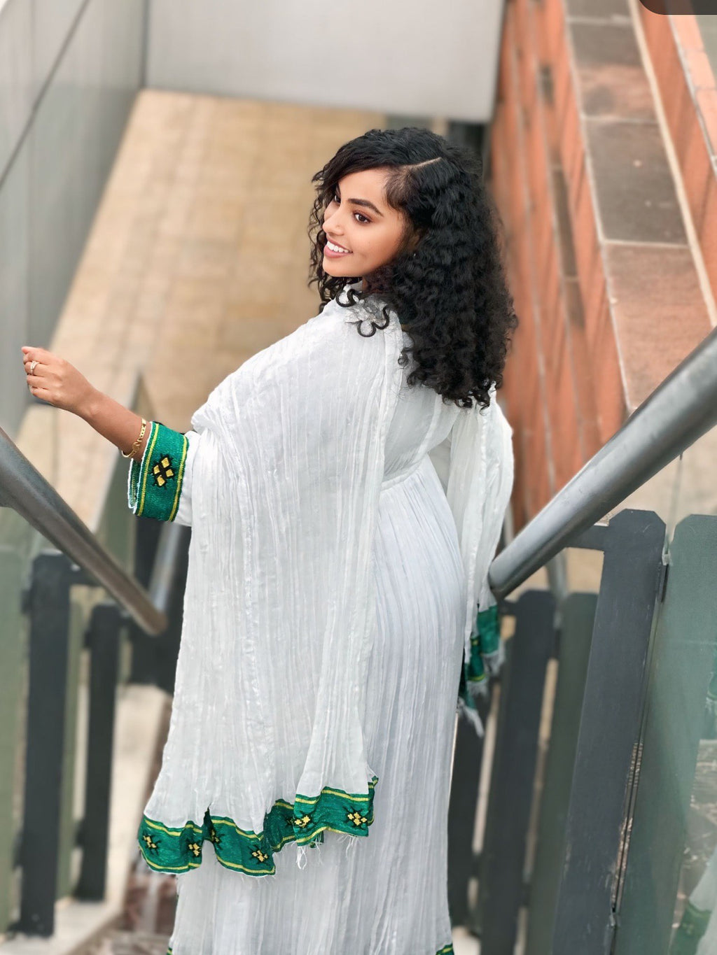 BEAMLAK GREEN EMBROIDERY HABESHA KEMIS | TRADITIONAL ETHIOPIAN CLOTHING | HABESHA DRESS
