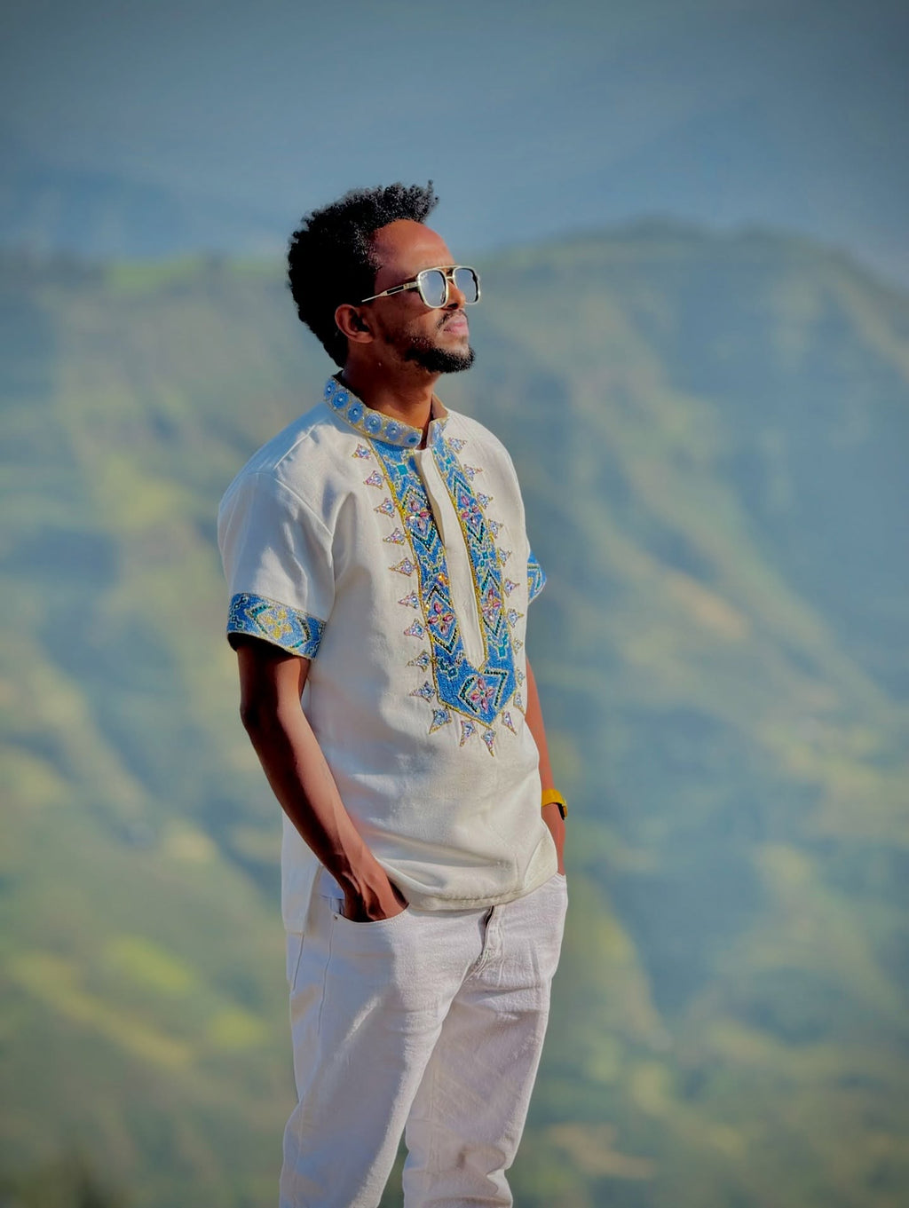 YONATHAN MEN’S CULTURAL SHIRT | ETHIOPIAN & ERITREAN TRADITIONAL CLOTHING | ETHIOPIAN CLOTHIN