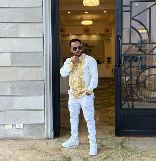 ETHIOPIAN MEN’S TRADITIONAL SHIRT | HANDMADE HABESHA EMBROIDERED CLOTHING