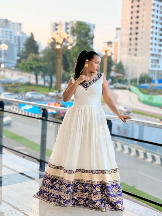 SLEEVELESS HABESHA KEMIS, ETHIOPIAN TRADITIONAL DRESS AND ERITREAN DRESS